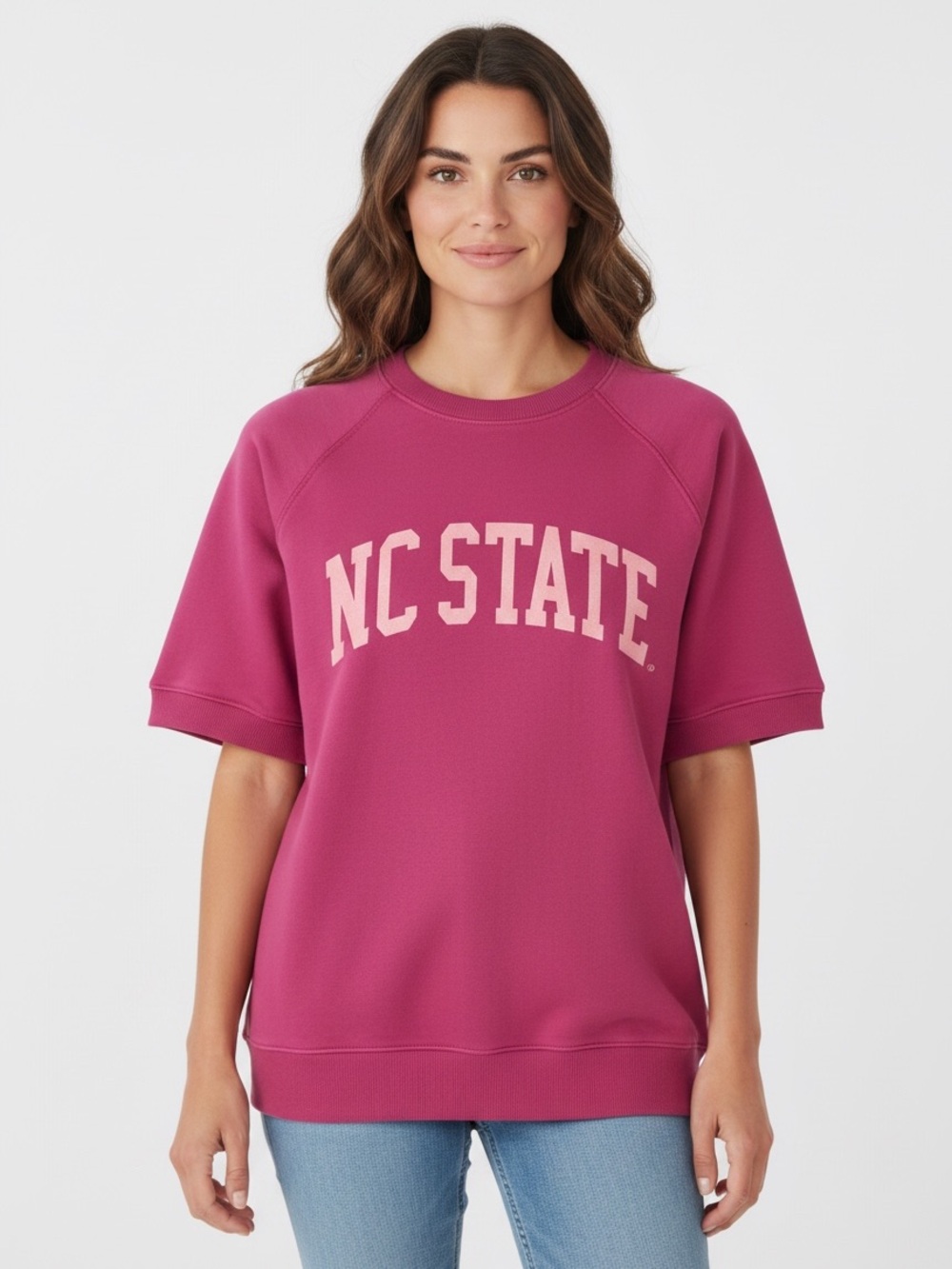 NC State Short-Sleeve Crewneck Sweatshirt - Pink